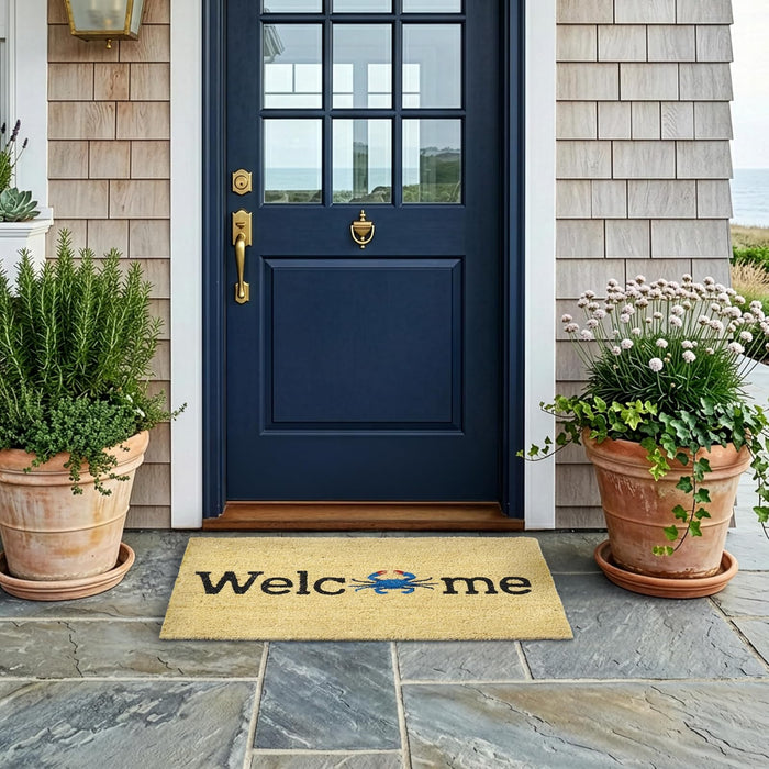 Larry Traverso Welcome O Crab 100% Coir Doormat, 18 x 30 inches, Naturally Durable, PVC-Backing, Sustainable