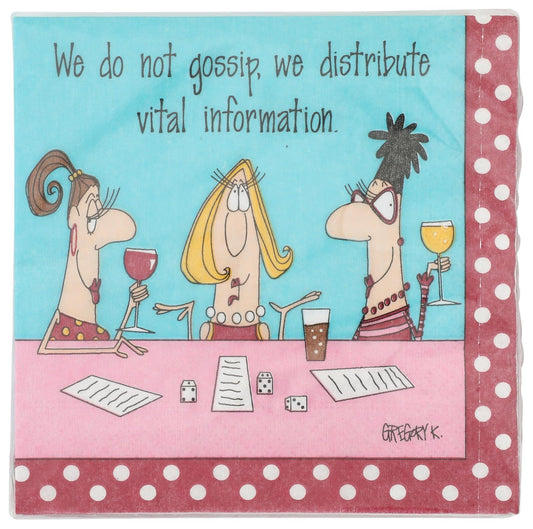 Design Design 624-03132 Vital Information Cocktail Napkins, 5", Multicolor