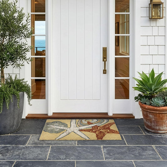Larry Traverso Starfish 100% Coir Doormat, 18 x 30 inches, Naturally Durable, PVC-Backing, Sustainable