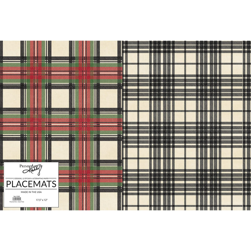 Primitives By Kathy 111945 Cream Plaid Paper Placemat Pad, 12 Inch, Multicolor