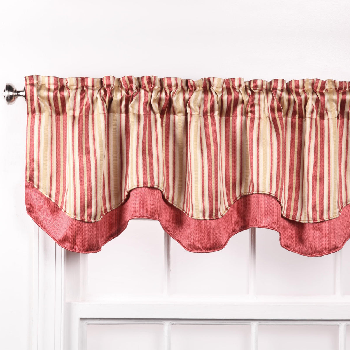 Belle Maison Curtain, 55"W x 17"L (Pack of 1), Red
