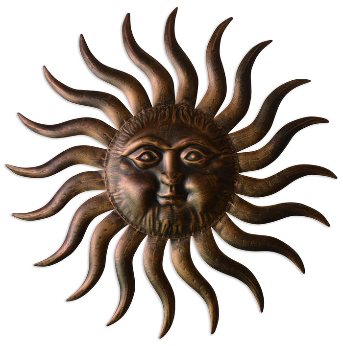Comfy Hour 31 Inch Large Metal Sun Wall Art, 3D Sunface Decor
