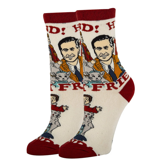 ooohyeah Women's Mr. Rogers Crew Socks (Hi Friend!)