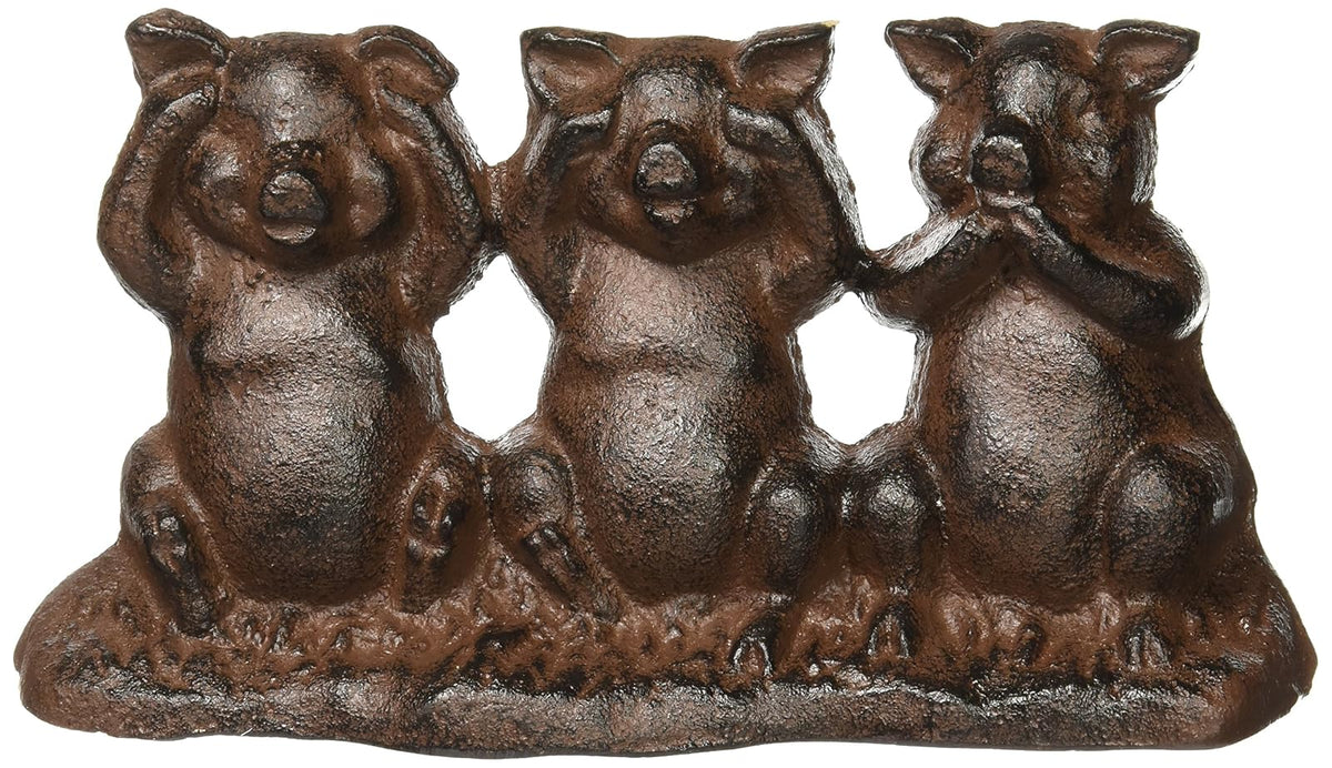 Upper Deck Hear No Evil, See No Evil, Speak No Evil Cast Iron Pigs Door Stop