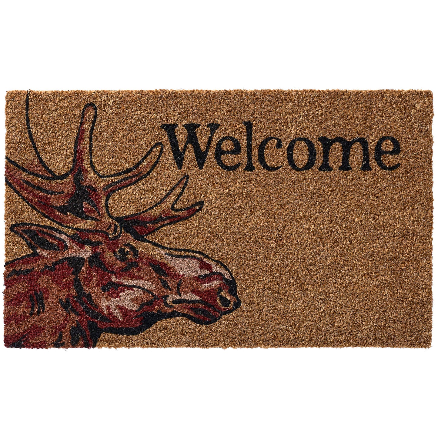 HF by LT Moose Welcome 100% Coir Doormat, 18 x 30 inches, Naturally Durable, PVC-Backing, Sustainable