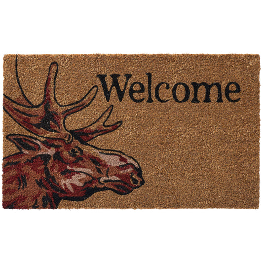 HF by LT Moose Welcome 100% Coir Doormat, 18 x 30 inches, Naturally Durable, PVC-Backing, Sustainable