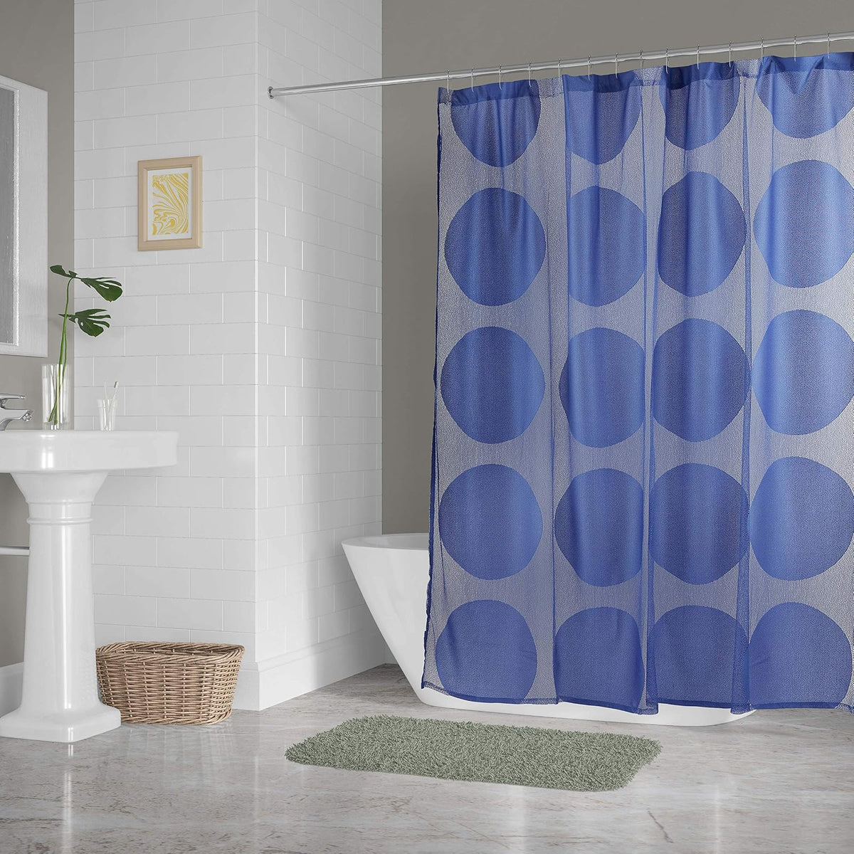 DII Curtain, 72"W x 72"L (Pack of 1), Circle Blueberry