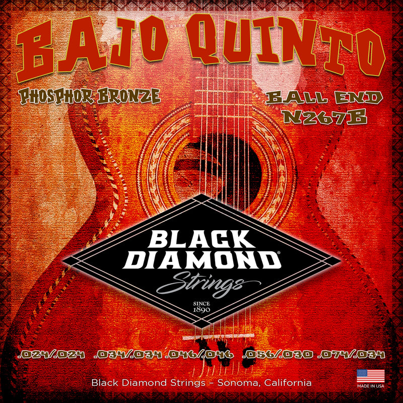 Black Diamond Strings® N267B Bajo Quinto Phosphor Ball End .024 | .034 | .046 | .056 030 | .074 .034 Pho.