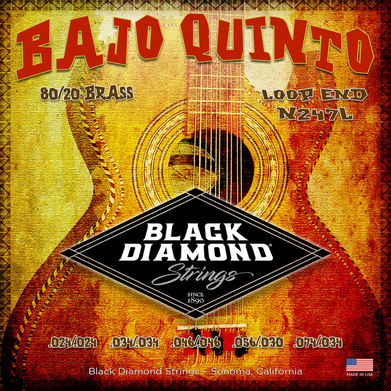 Black Diamond Strings® N247L Bajo Quinto 80/20 Brass Loop .024|.034 |.046 | .056 030 | .074 .034