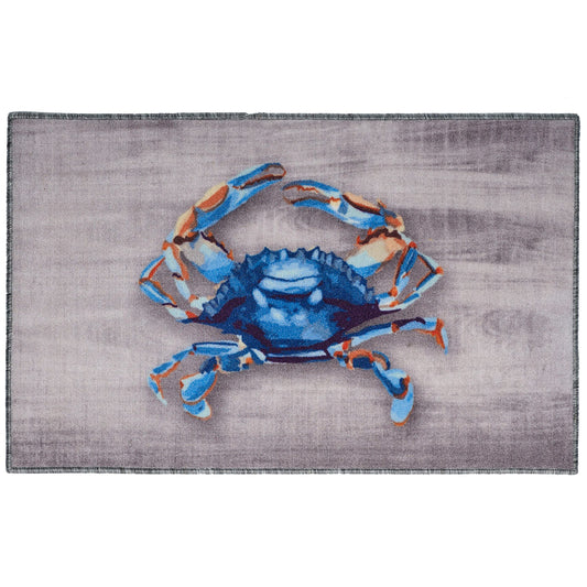 HF by LT Single Crab Printed Nylon Rug, 21 x 34 inches, Slip-Resistant Backing, Low Profile, Machine Washable