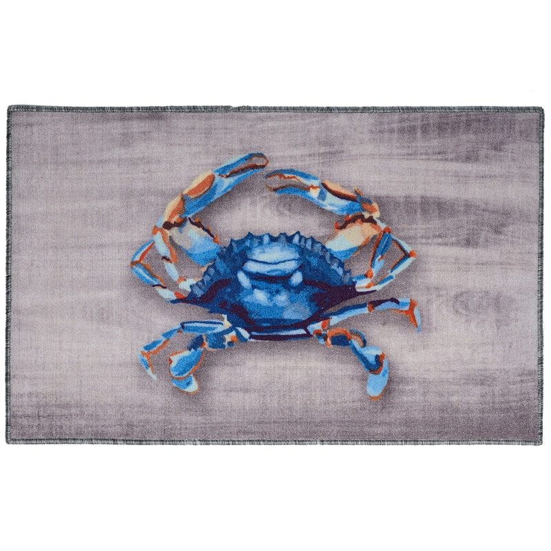 HF by LT Single Crab Printed Nylon Rug, 21 x 34 inches, Slip-Resistant Backing, Low Profile, Machine Washable