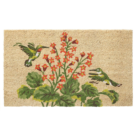 Larry Traverso Hummingbirds 100% Coir Doormat, 18 x 30 inches, Naturally Durable, PVC-Backing, Sustainable