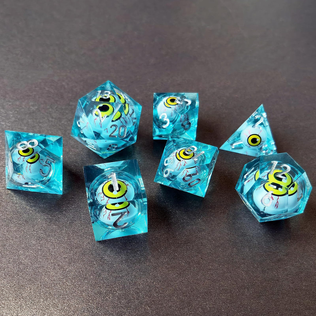 BESCON DICE Game Dice, Light Blue Rpg Set Yellow Eye