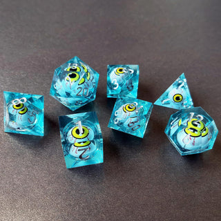 BESCON DICE Game Dice, Light Blue Rpg Set Yellow Eye