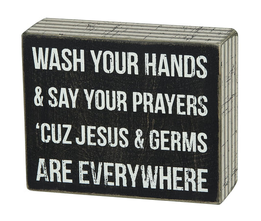Primitives by Kathy Box Sign 4-Inch by 5-Inch Jesus & Germs