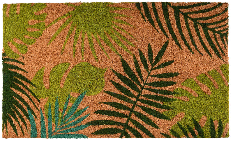 Esschert Design RB208 Tropical Leaves Coir Doormat, Green