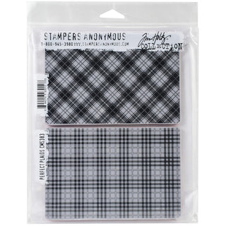 Stampers Anonymous Rubber Stamp, 7x8.5 inches, Perfect Plaid