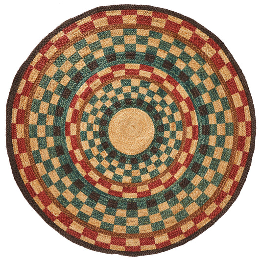HF by LT Orion Printed Round Jute Rug, 5', Durable, Sustainable, Hand Woven and Machine Stitched