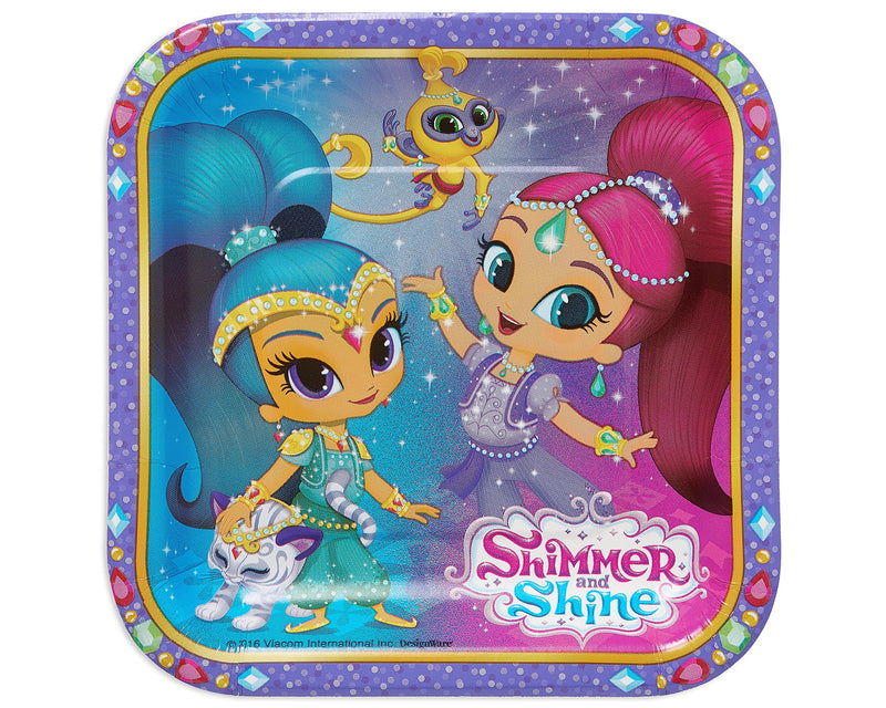 amscan Shimmer and Shine Square Dessert Plates | Paper | 8 Pcs Multicolor, 7"
