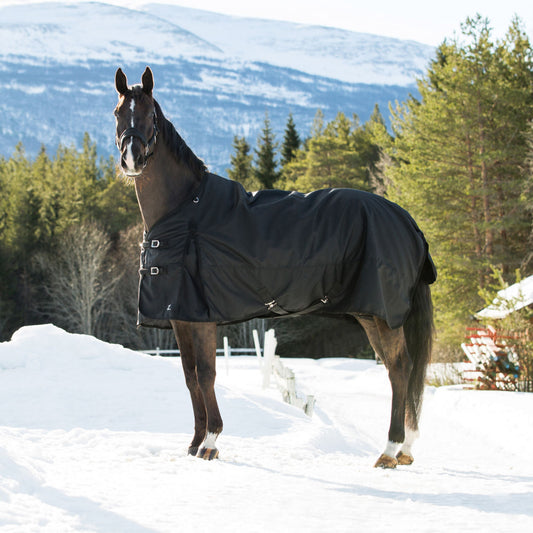 Horze Nevada Heavy Weight 1200D Waterproof Horse Winter Turnout Blanket (400g Fill) - Black - 66