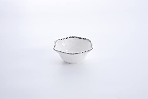 Pampa Bay Salerno - Medium Porcelain Bowl (White and Silver)