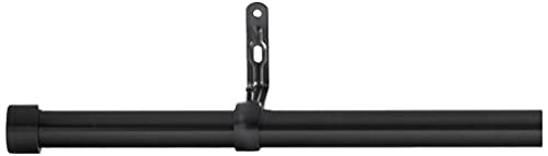 Umbra Cappa Curtain 1-Inch Drapery Rod Extends from 66 to 120 Inches, Includes 2 Matching Finials, Brackets & Hardware, Brushed Black, 120-inches