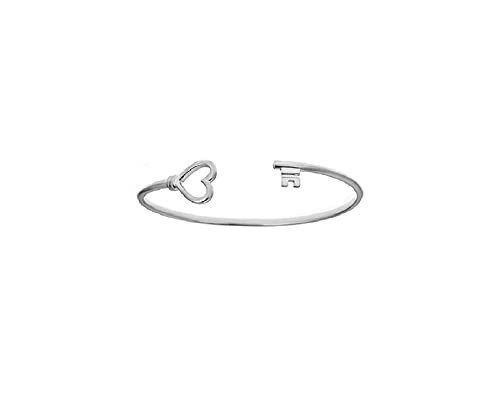 Maya J CZBB9W Heart and Key Cuff Bracelet, White, Brass
