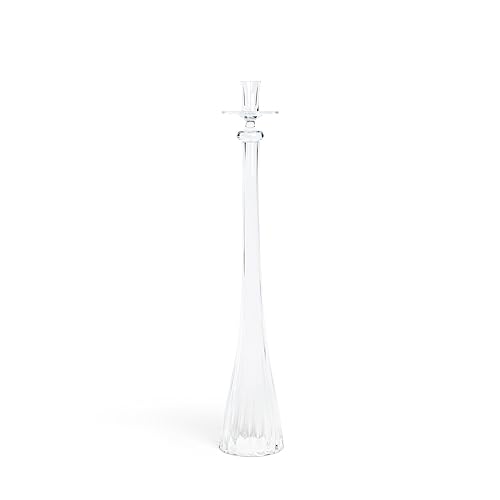 Park Hill Collection Evangeline Candlestick Holder, 28-inch Height, Glass, Clear, for Decorative Use, Home, Kitchen, Office, Living Room, Indoor