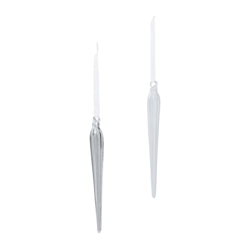 Park Hill Collection XAO20925 Blown Glass Clear and Frost Icicles, Set of 2