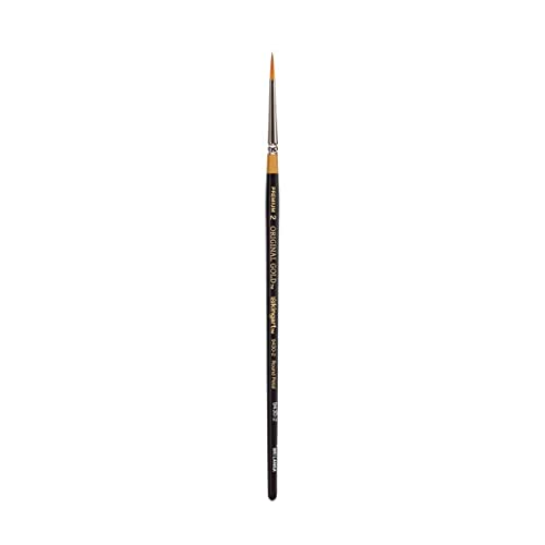 KINGART Original Gold 9430 Series, Golden Taklon Round Floral Petal Artist Brush (2),Black