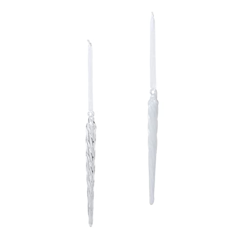 Park Hill Collection XAO20926 Blown Glass Clear and Frost Icicles, Set of 2