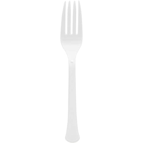 Amscan Premium Heavy Weight Plastic Forks | Frosty White | Pack of 20 | Party Supply