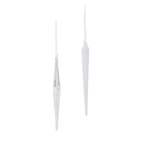 Park Hill Collection XAO20923 Blown Glass Clear and Frost Icicles, Set of 2