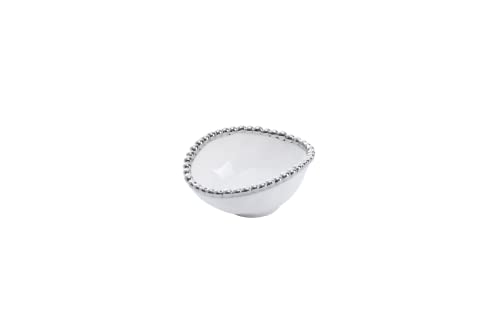 Pampa Bay Salerno Round Condiment Bowl, White/Silver (CER-2538-W)