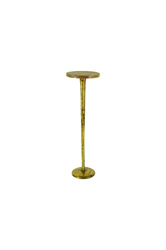 KALALOU NPV1303 Antique Brass Cocktail Table with Acacia Wood TOP