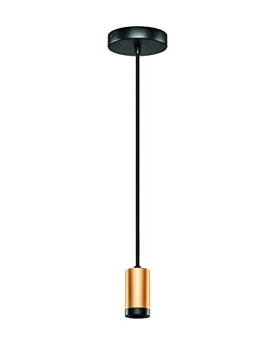 Next Glow Pendant Light Cord ‚Äì Vintage Brass and Black Socket with 10ft Adjustable Woven Fabric Cord ‚Äì DIY Single Hanging Light fixtures Hardwired with Canopy - Standard E26 Socket Bulb not Included