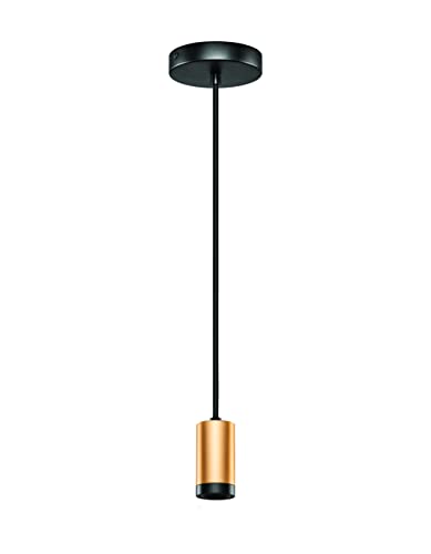 Next Glow Pendant Light Cord ‚Äì Vintage Brass and Black Socket with 10ft Adjustable Woven Fabric Cord ‚Äì DIY Single Hanging Light fixtures Hardwired with Canopy - Standard E26 Socket Bulb not Included