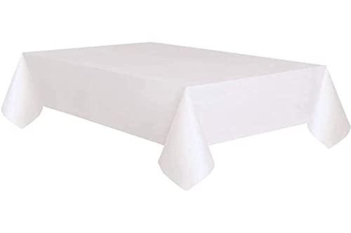 Unique Industries Plastic Lined White Paper Tablecloth, 108" x 54"
