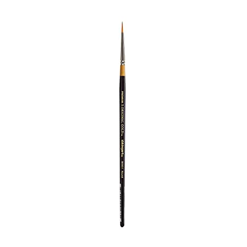 KINGART Original , Premium Artist Brush, Golden TAKLON Round-Size: 1, 1, Black/Gold