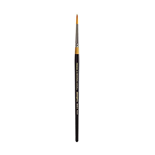 KINGART Original , Premium Artist Brush, Golden TAKLON Round-Size: 3, 3, Black/Gold