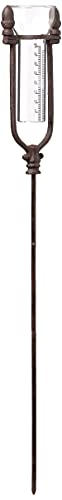 Kalalou Rustic Cast Iron Decorative Rain Gauge Stake, Acorn Rain Gauge, Brown, 32 inches