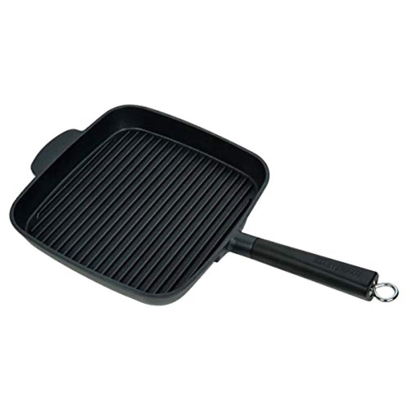 MasterPan Ultra Nonstick Deep Grill Frying Pan with Detachable Handle, 11", Black