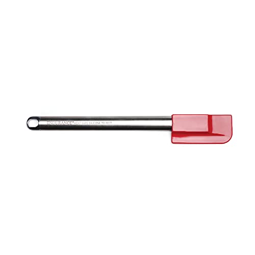 RSVP International Endurance Kitchen Tool Collection Silicone Spatula, Stainless Steel Handle, 9.5x1.4", Red