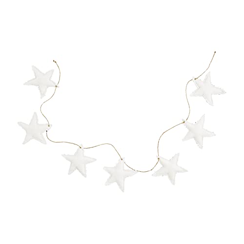 Mud Pie Cream Star Garland, 5.5" x 60", Cotton