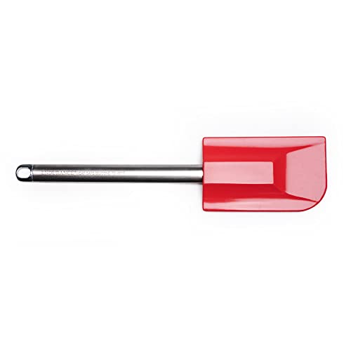 RSVP International Endurance Kitchen Tool Collection Silicone Spatula, Stainless Steel Handle, 11x2.5", Red