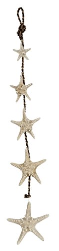 HS Seashells Starfish Garland, White Strand of 5 Hanging Knobby Starfish 48" Holiday Beach Coastal Christmas Decor Ornaments by the Seashell Company