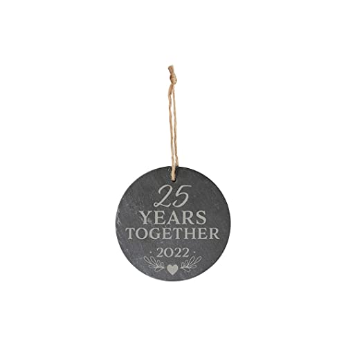 Carson Home Slate Ornament, 4-inich Diameter (25th Anniversary)