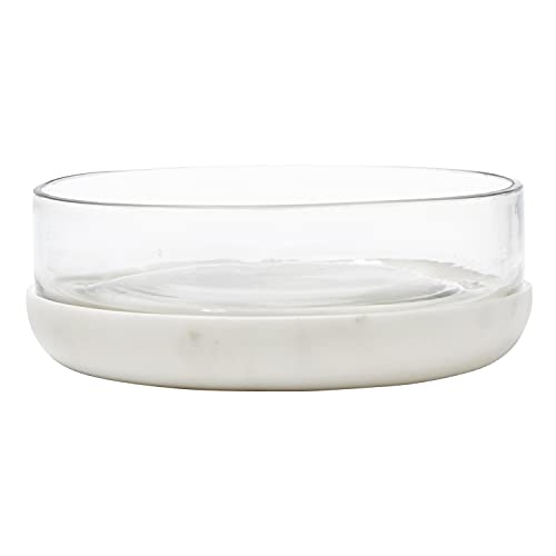 Creative Brands Santa Barbara Design Studio Table Sugar Marble and Glass Bowl, Large, White