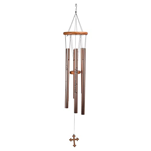 Napco Remembered Cross Bronze Tone 38 inch Metal Hanging Wind Chime Noisemaker