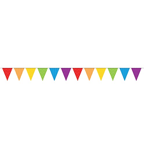 Beistle Dots and Stripes Pennant Banner, 11" x 12', Multicolor